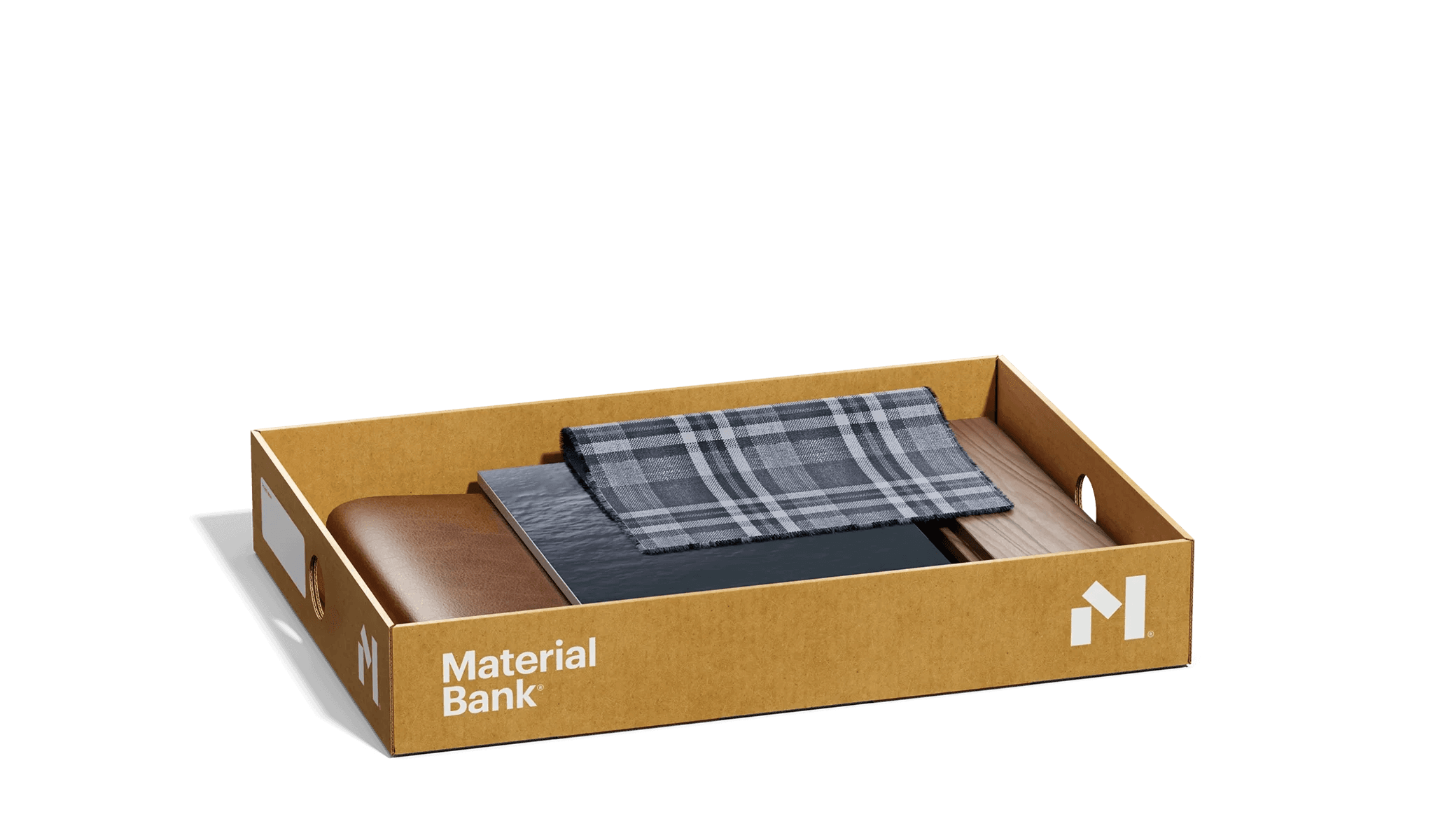 Material Bank sample tray with material swatches
